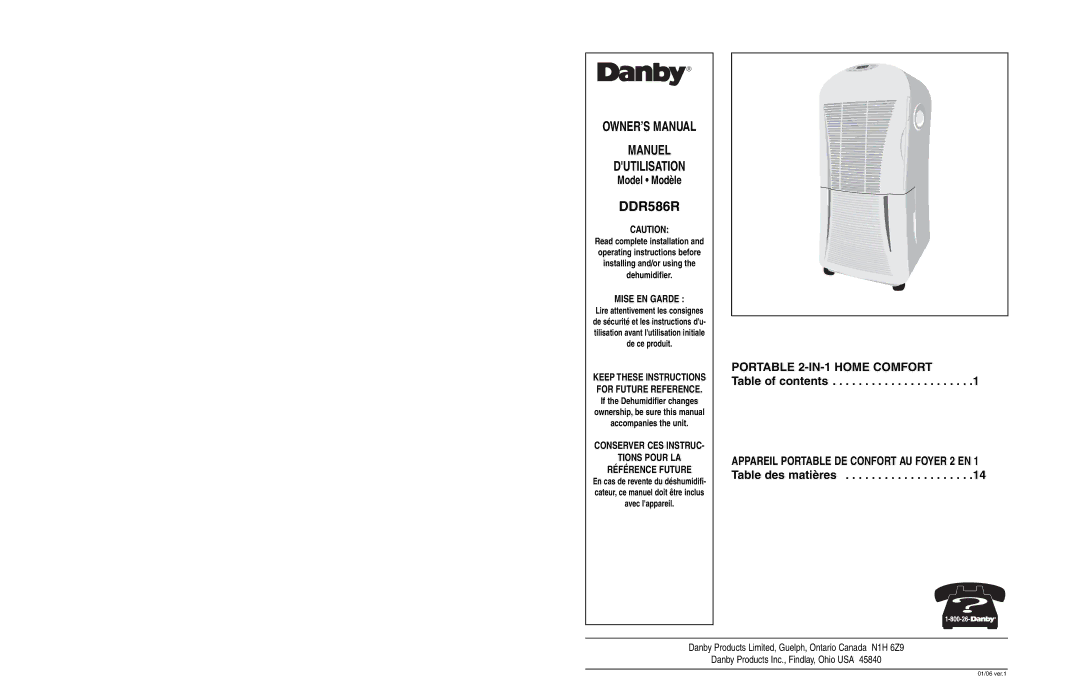 Danby DDR586R owner manual Model Modèle 