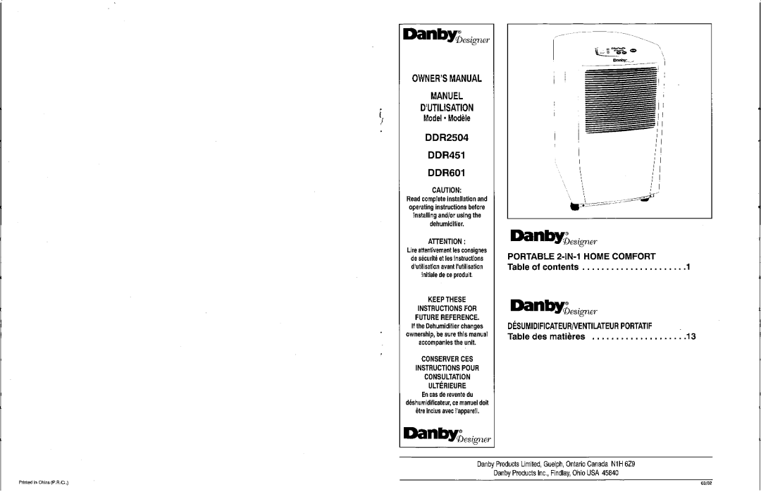 Danby DDR601 manual 