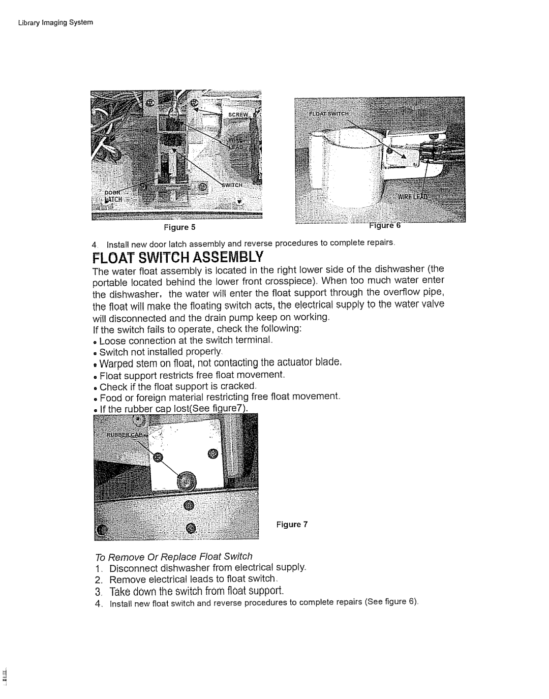 Danby DDW1802, DDW1805 manual Float Switch Assembly 