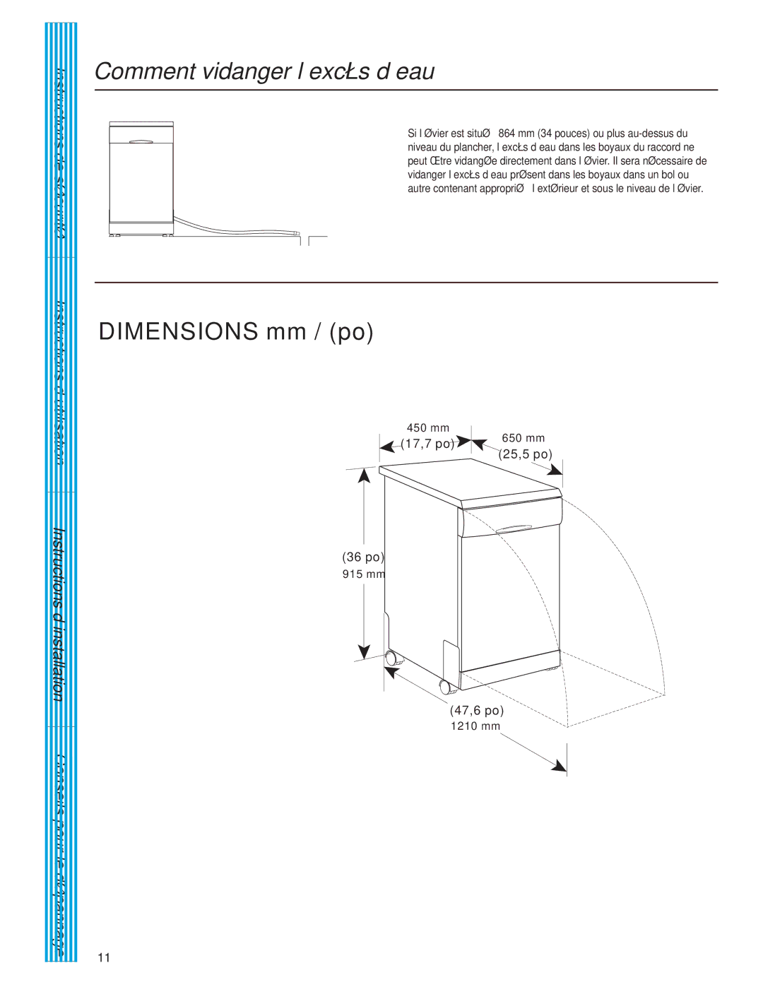 Danby DDW1805W instruction manual Comment vidanger l’excès d’eau 