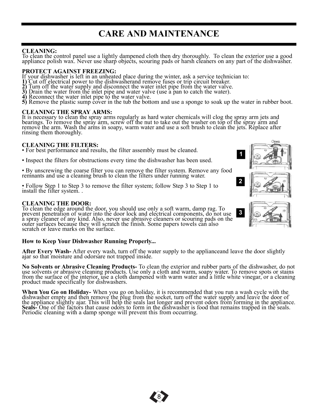 Danby DDW1899BLS-1 warranty Care and Maintenance 