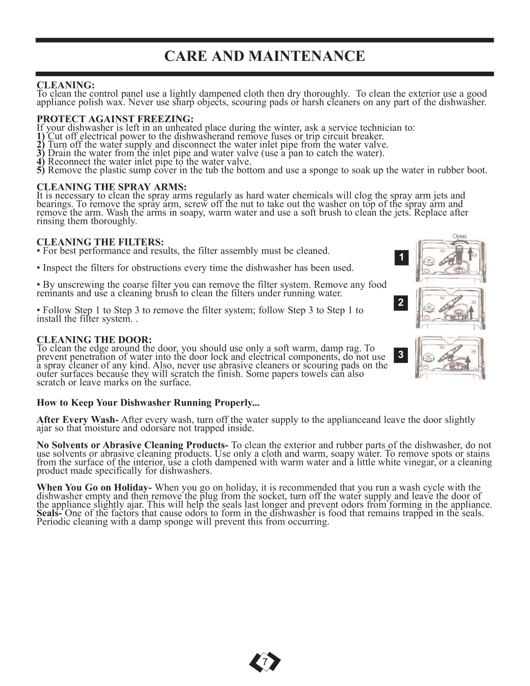 Danby DDW1899BLS warranty Care and Maintenance 