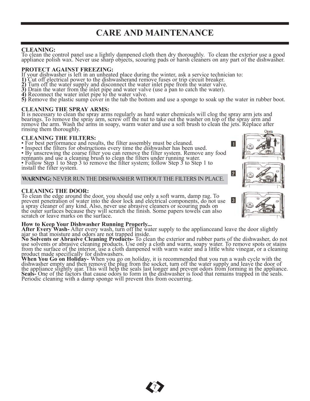 Danby DDW1899WP manual Care and Maintenance 