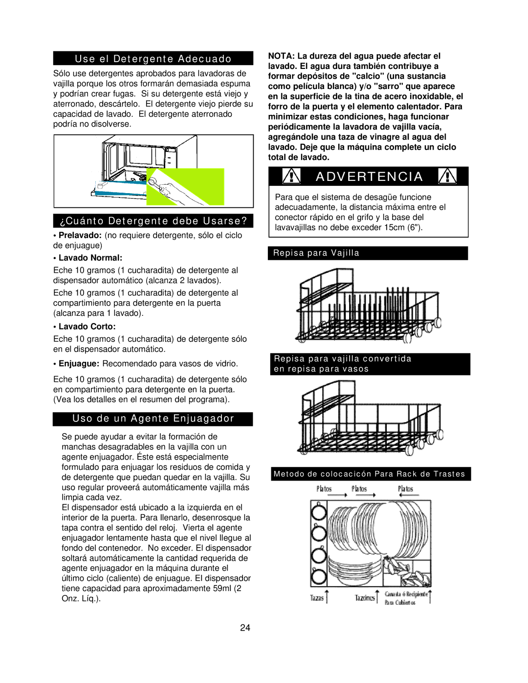 Danby DDW396W Use el Detergente Adecuado, ¿Cuánto Detergente debe Usarse?, Uso de un Agente Enjuagador, Lavado Normal 