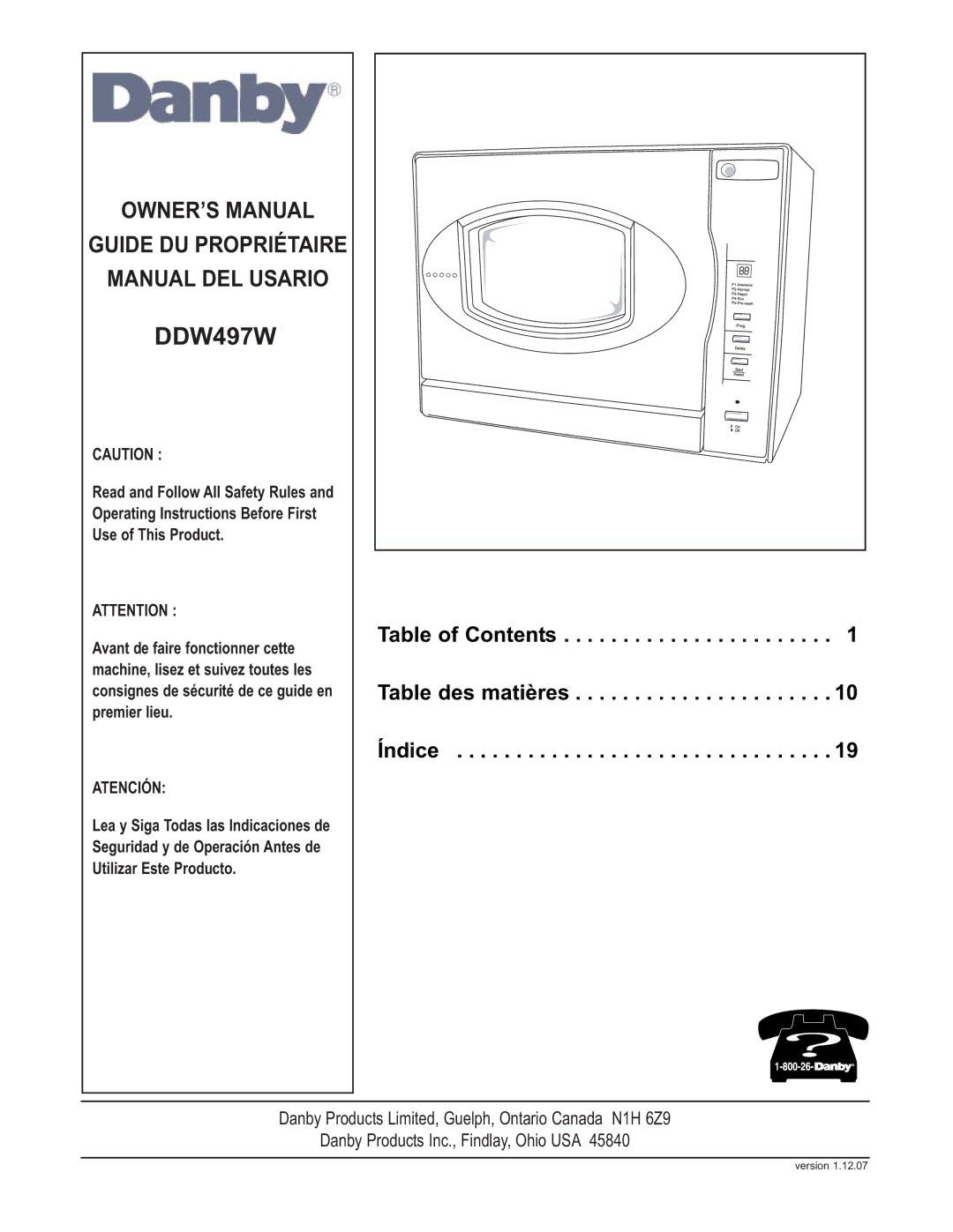 Danby DDW497W owner manual 