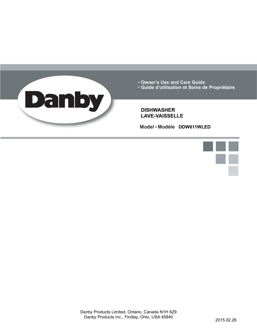 Danby DDW611WLED manual Dishwasher LAVE-VAISSELLE 