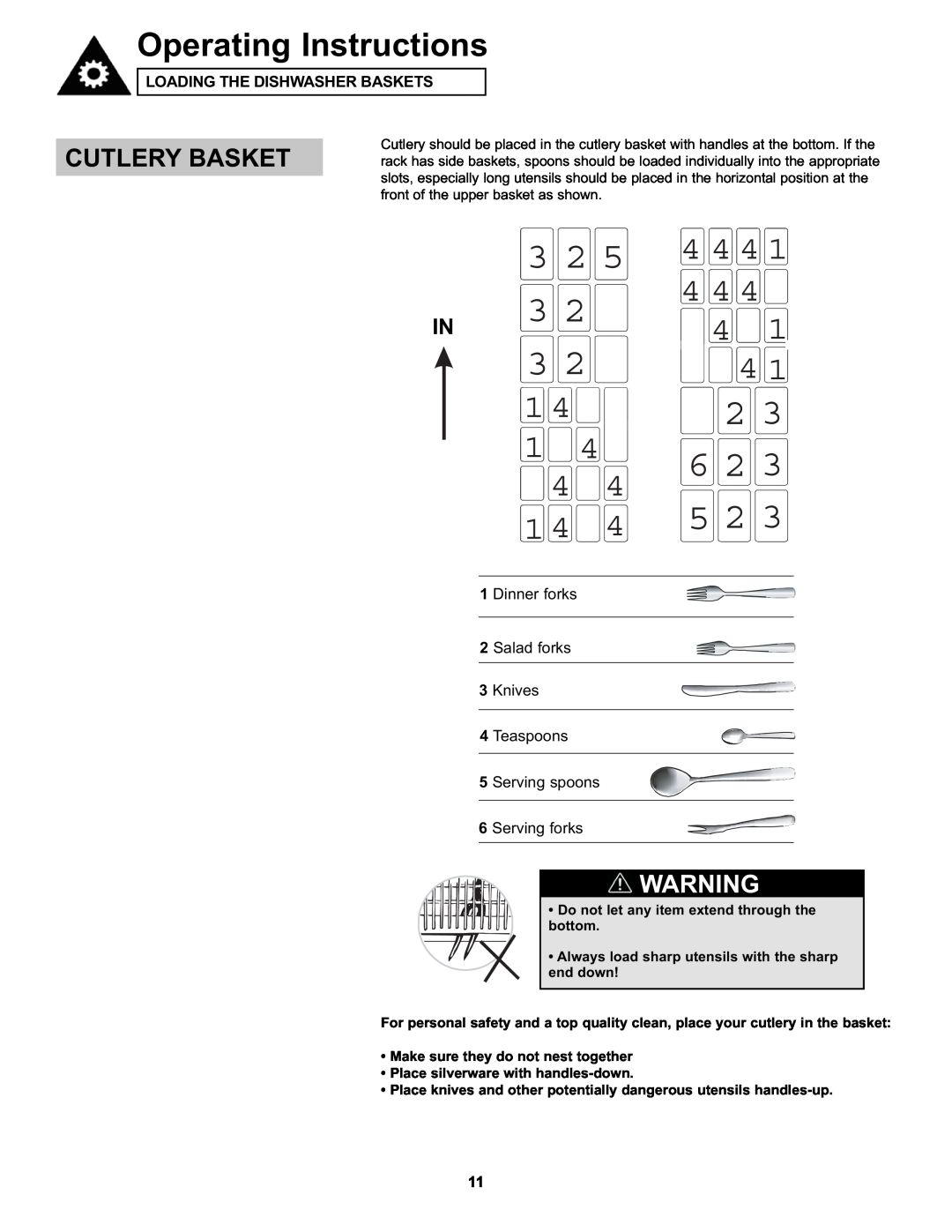 Danby DDW611WLED manual 4441, Operating Instructions, Do not let any item extend through the bottom 