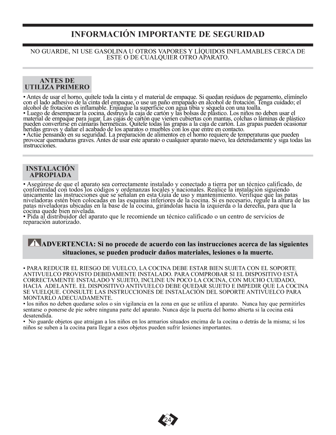 Danby DER2009W Información Importante DE Seguridad, Antes DE Utiliza Primero, Instalación Apropiada 