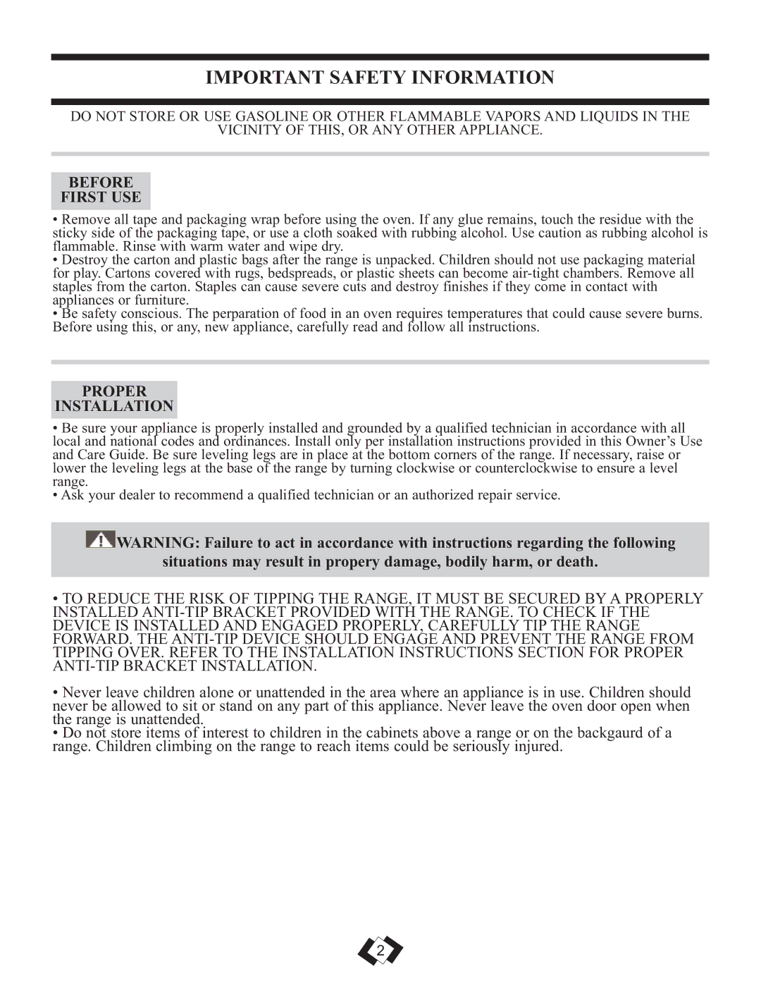 Danby DER2009W installation instructions Important Safety Information, Before First USE, Proper Installation 