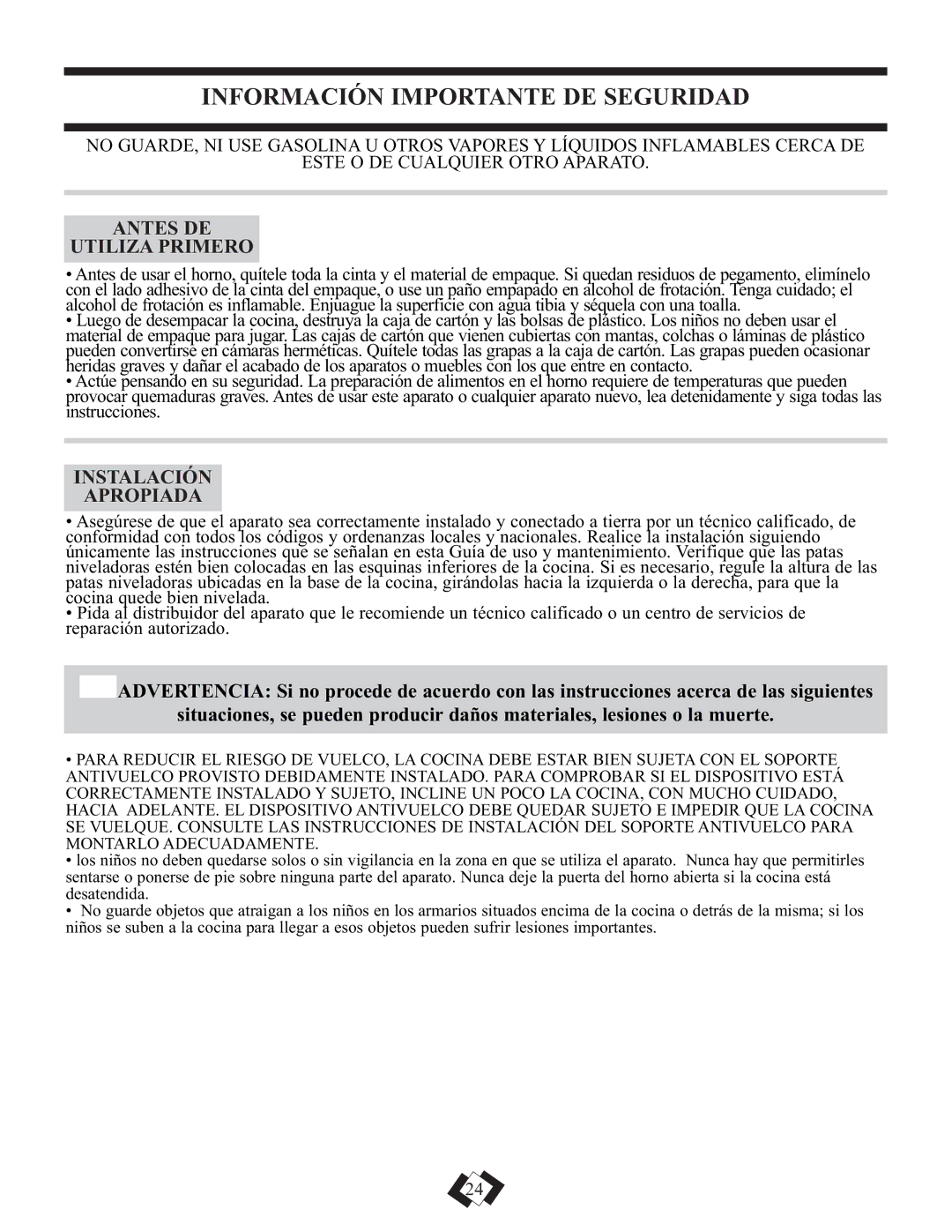 Danby DER2009W Información Importante DE Seguridad, Antes DE Utiliza Primero, Instalación Apropiada 