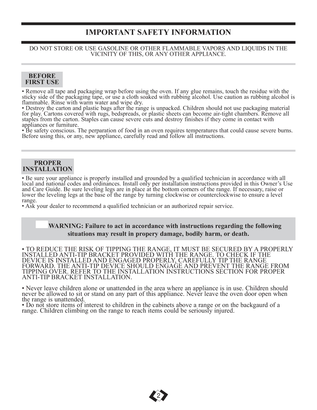 Danby DER2009W installation instructions Important Safety Information, Before First USE, Proper Installation 