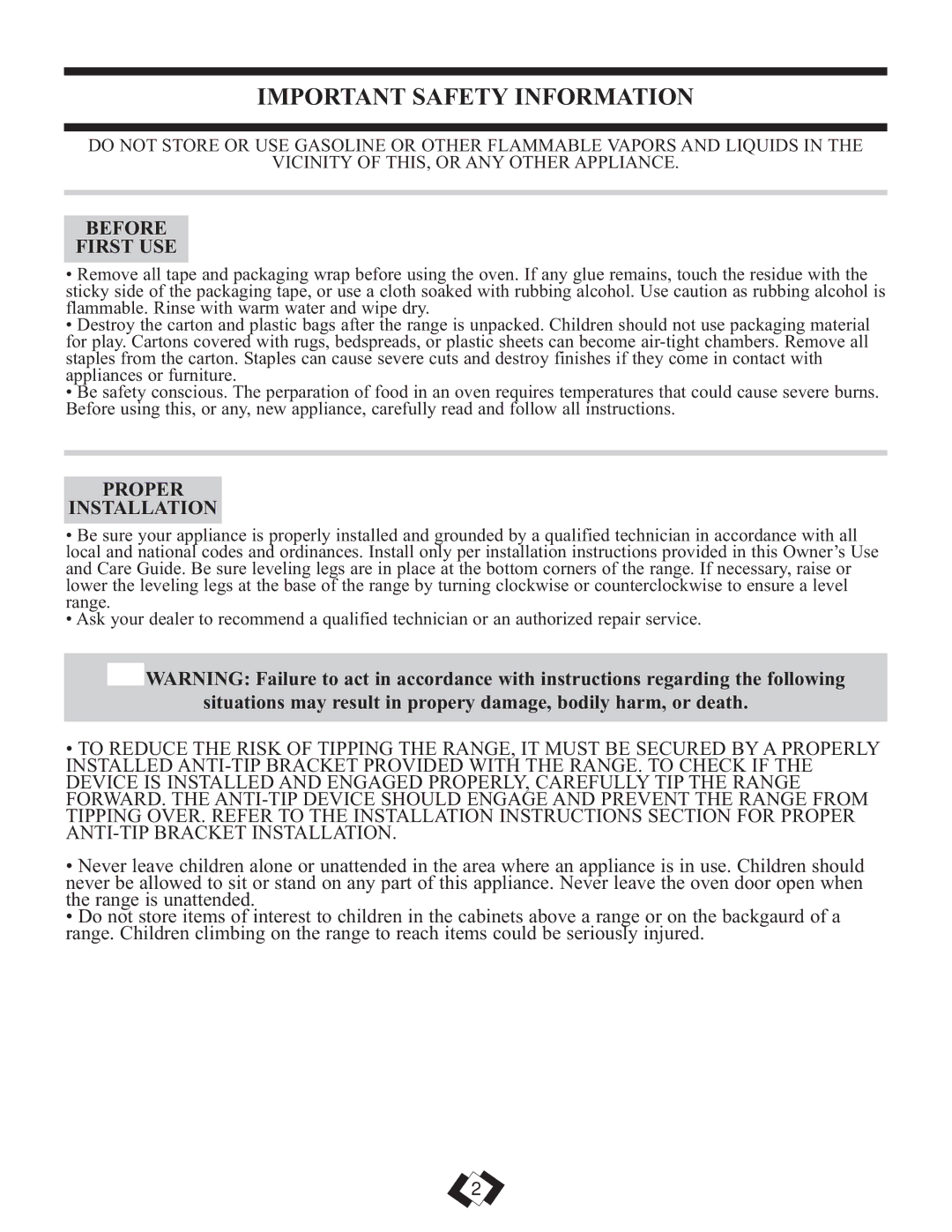 Danby DER2099W, DER2099BL installation instructions Important Safety Information, Before First USE, Proper Installation 