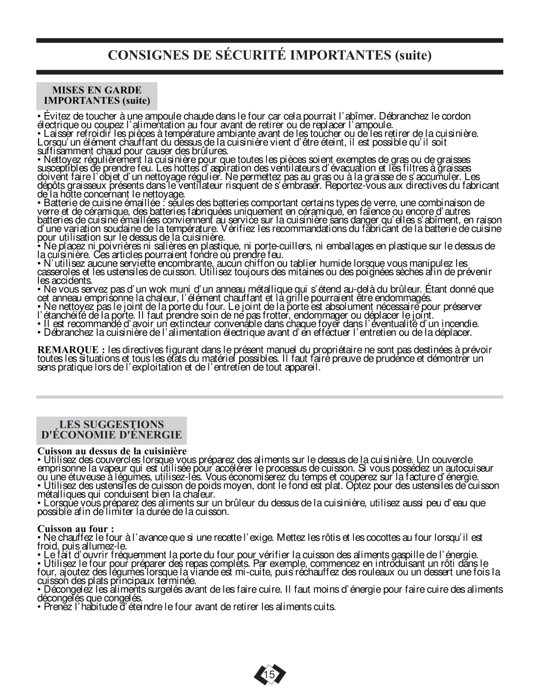 Danby DER3099W, DER3099BL installation instructions LES Suggestions Déconomie Dénergie, Mises EN Garde 