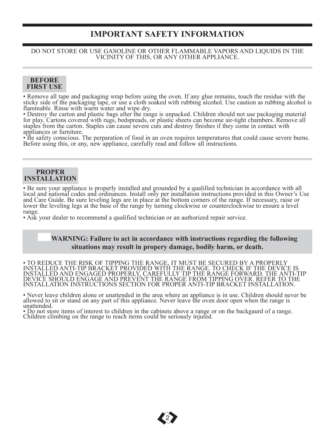 Danby DER3099W, DER3099BL installation instructions Important Safety Information, Before First USE, Proper Installation 