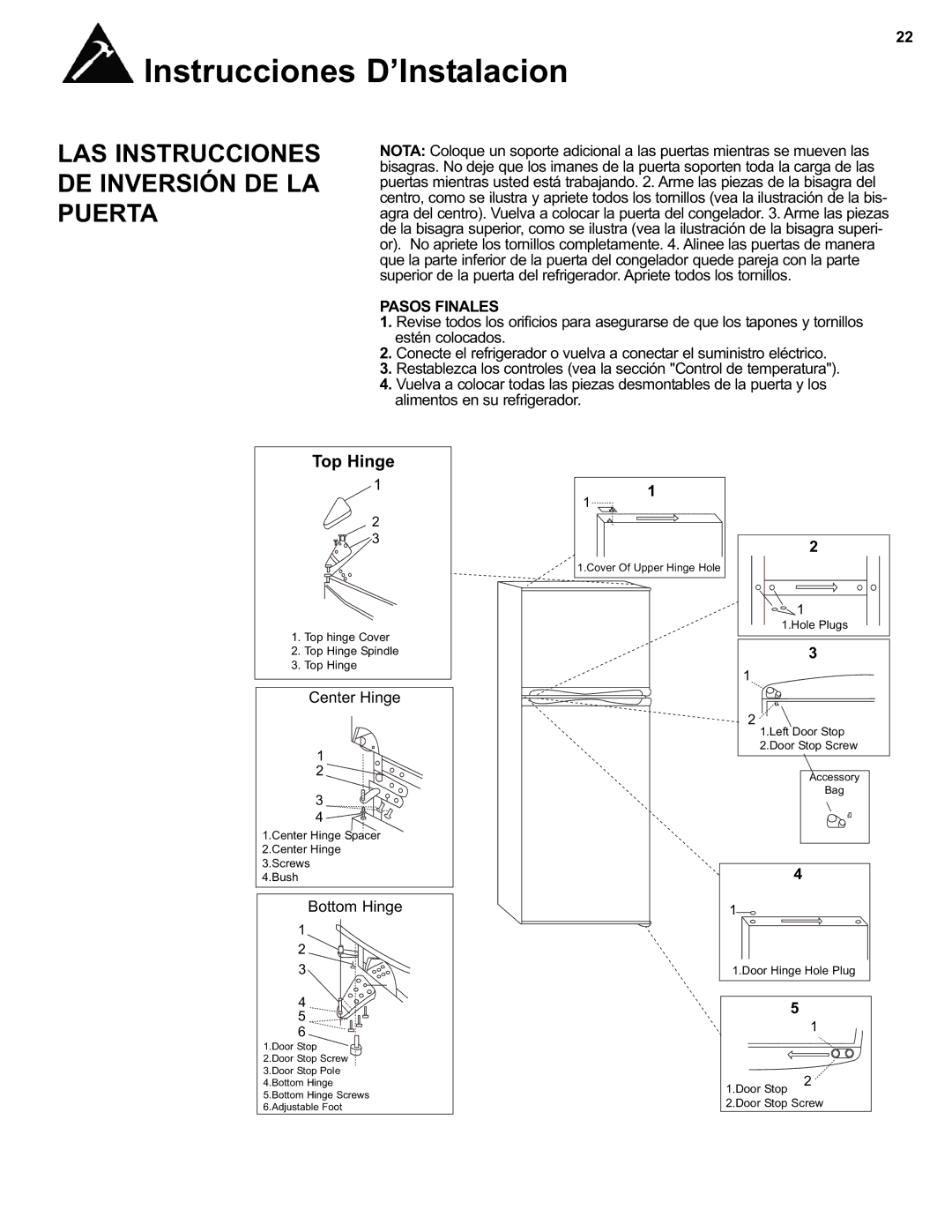 Danby DFF280WDB manual Pasos Finales 