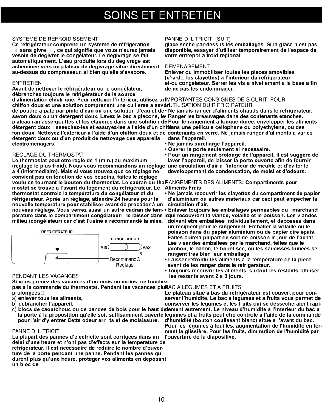 Danby DFF311WDD manual Soins ET Entretien 