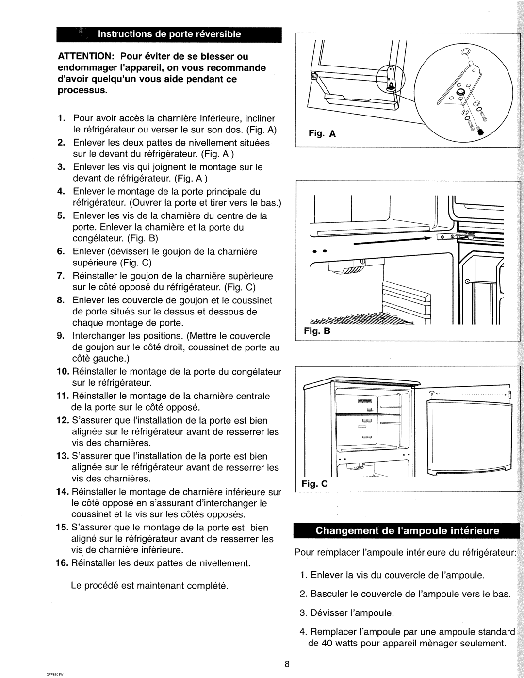 Danby DFF8801W manual 
