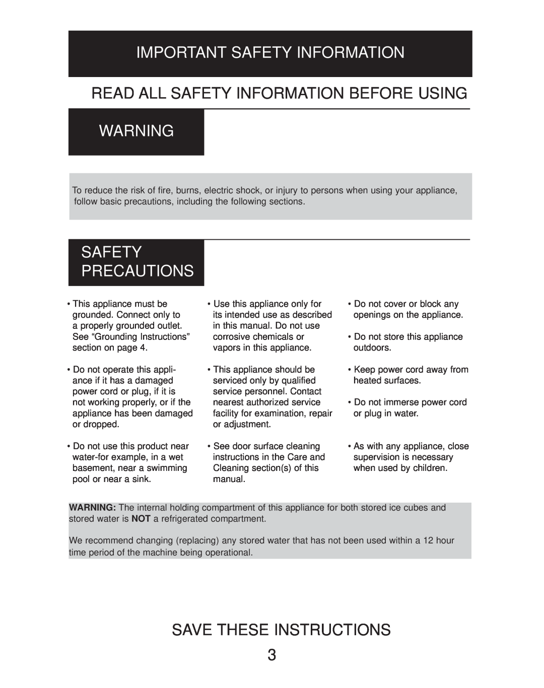 Danby dim1524w manual Important Safety Information, Read All Safety Information Before Using, Safety Precautions 