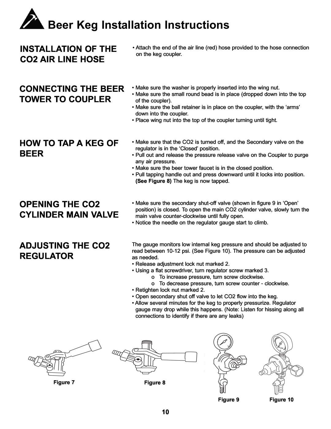 Danby DKC146SLDB INSTALLATION OF THE CO2 AIR LINE HOSE, Connecting The Beer Tower To Coupler, How To Tap A Keg Of Beer 