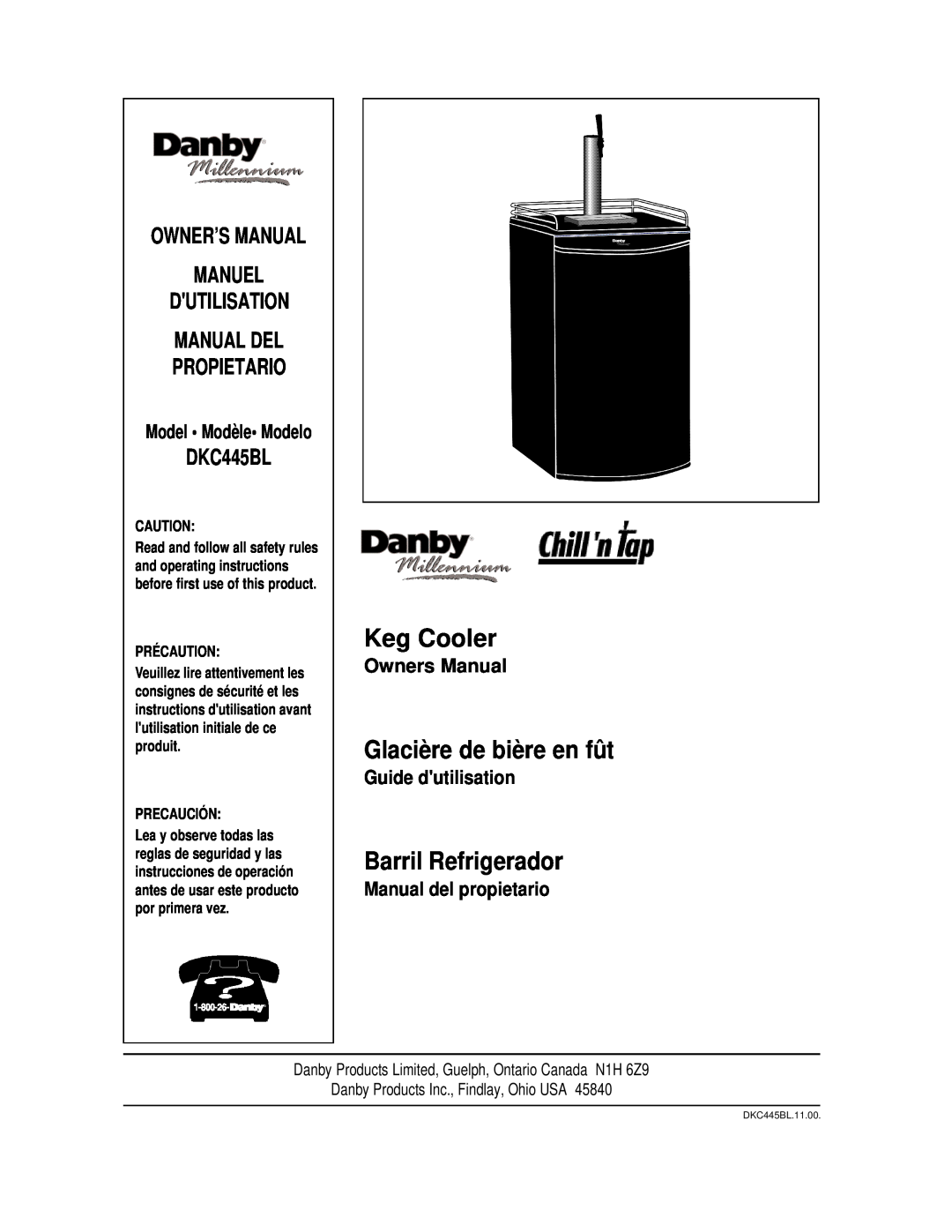 Danby DKC445BL Keg Cooler, Glacière de bière en fût, Barril Refrigerador, Owner’S Manual Manuel Dutilisation Manual Del 