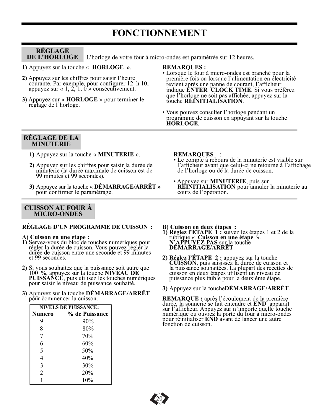 Danby DMW101KSSDD operating instructions Réglage DE LA Minuterie, Cuisson AU Four À MICRO-ONDES 