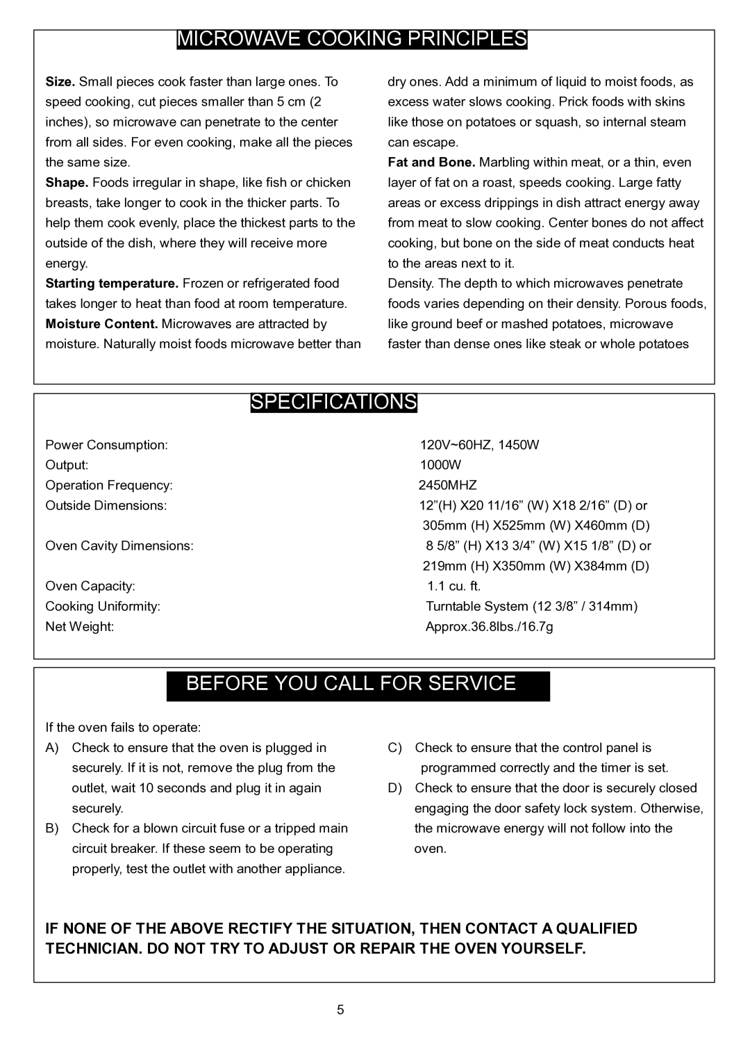 Danby DMW1048SS owner manual Specifications, Rvice 