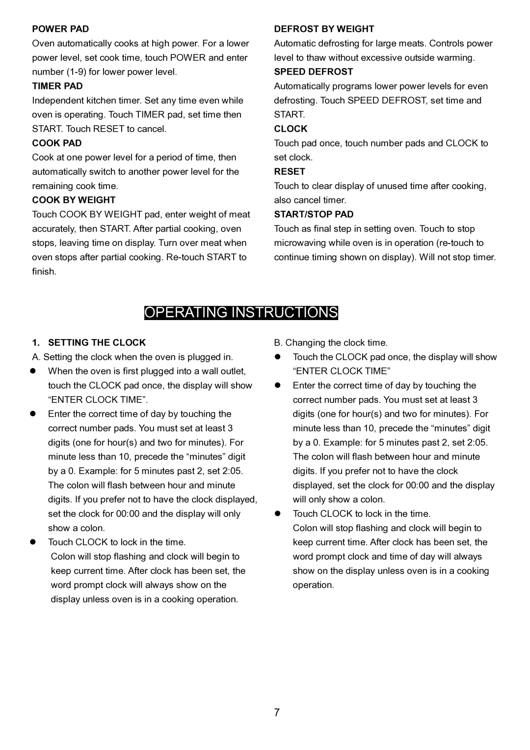 Danby DMW1048SS owner manual Operating Instructions 