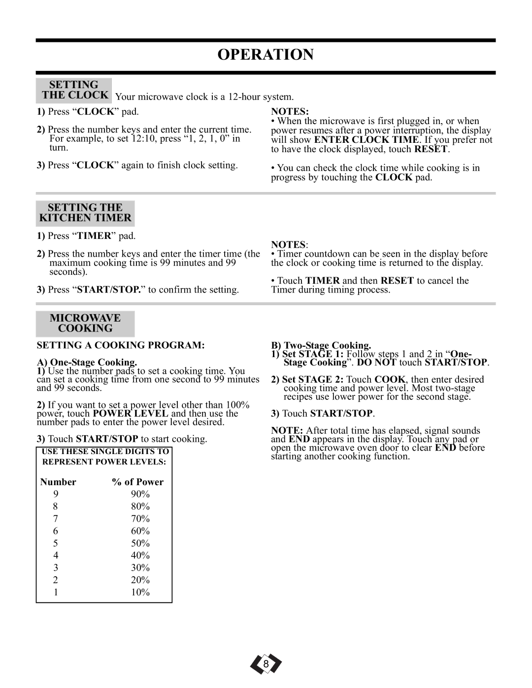 Danby DMW111KPSSDD important safety instructions Setting Kitchen Timer, Microwave Cooking, Setting a Cooking Program 