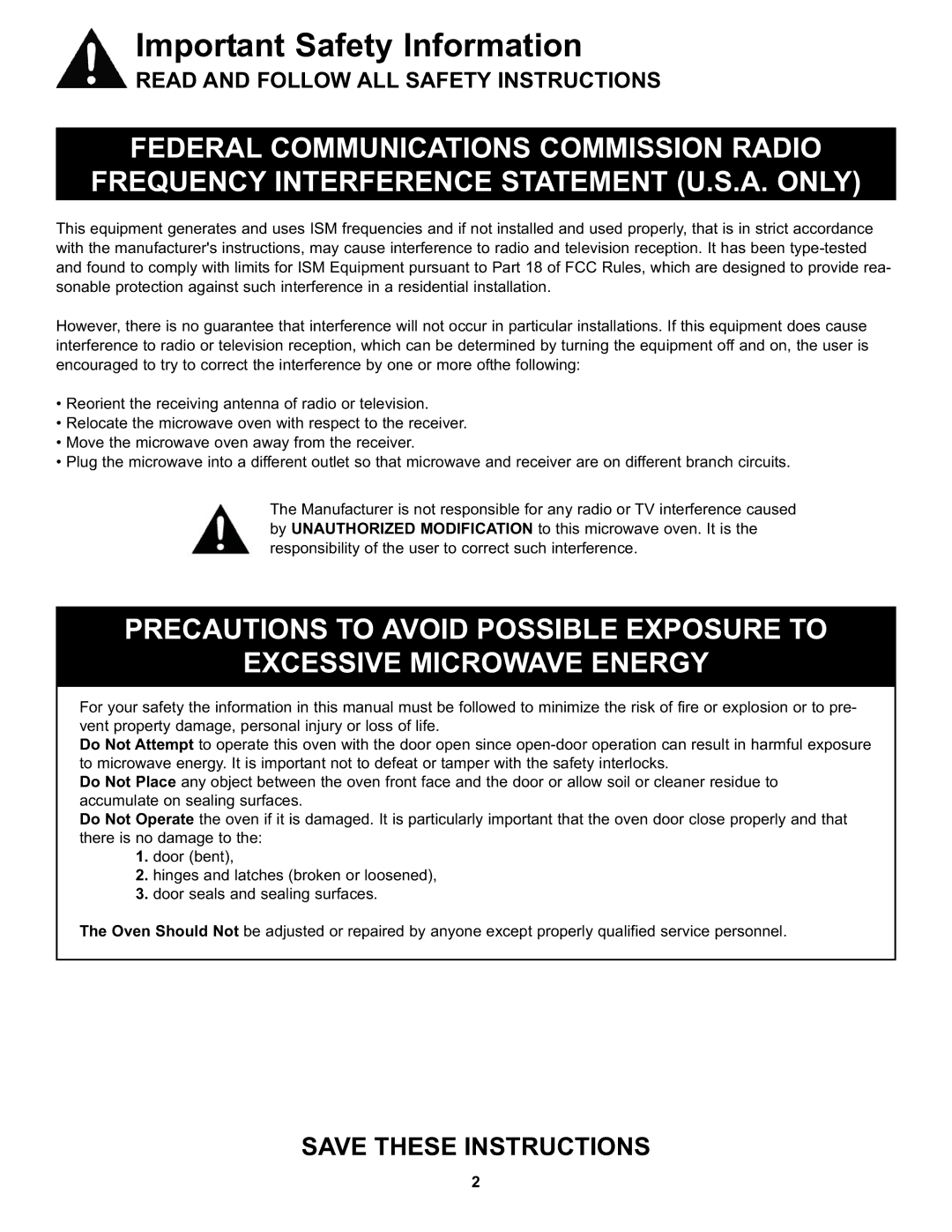 Danby DMW111KWDB manual Important Safety Information 