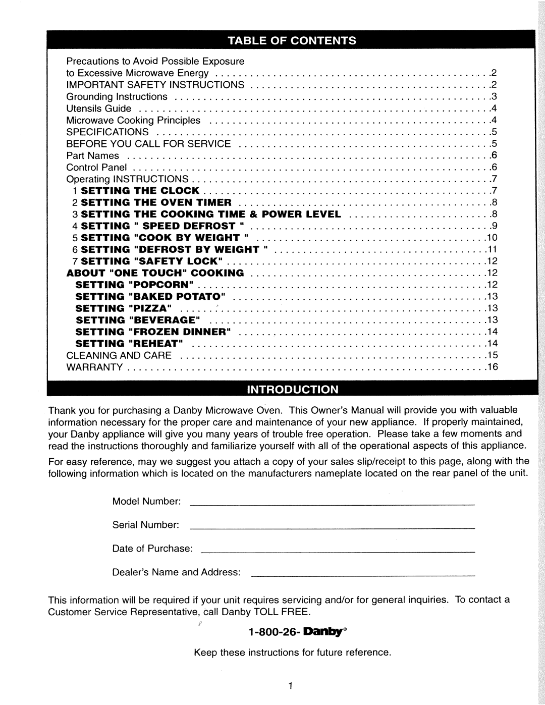 Danby DMW745SS manual 