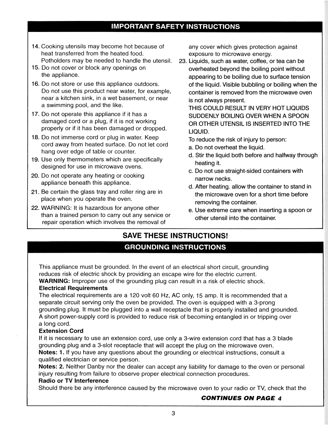 Danby DMW745SS manual 