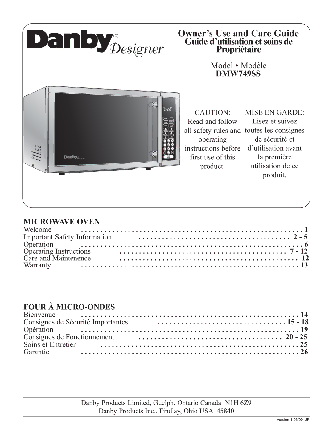 Danby DMW749SS warranty 