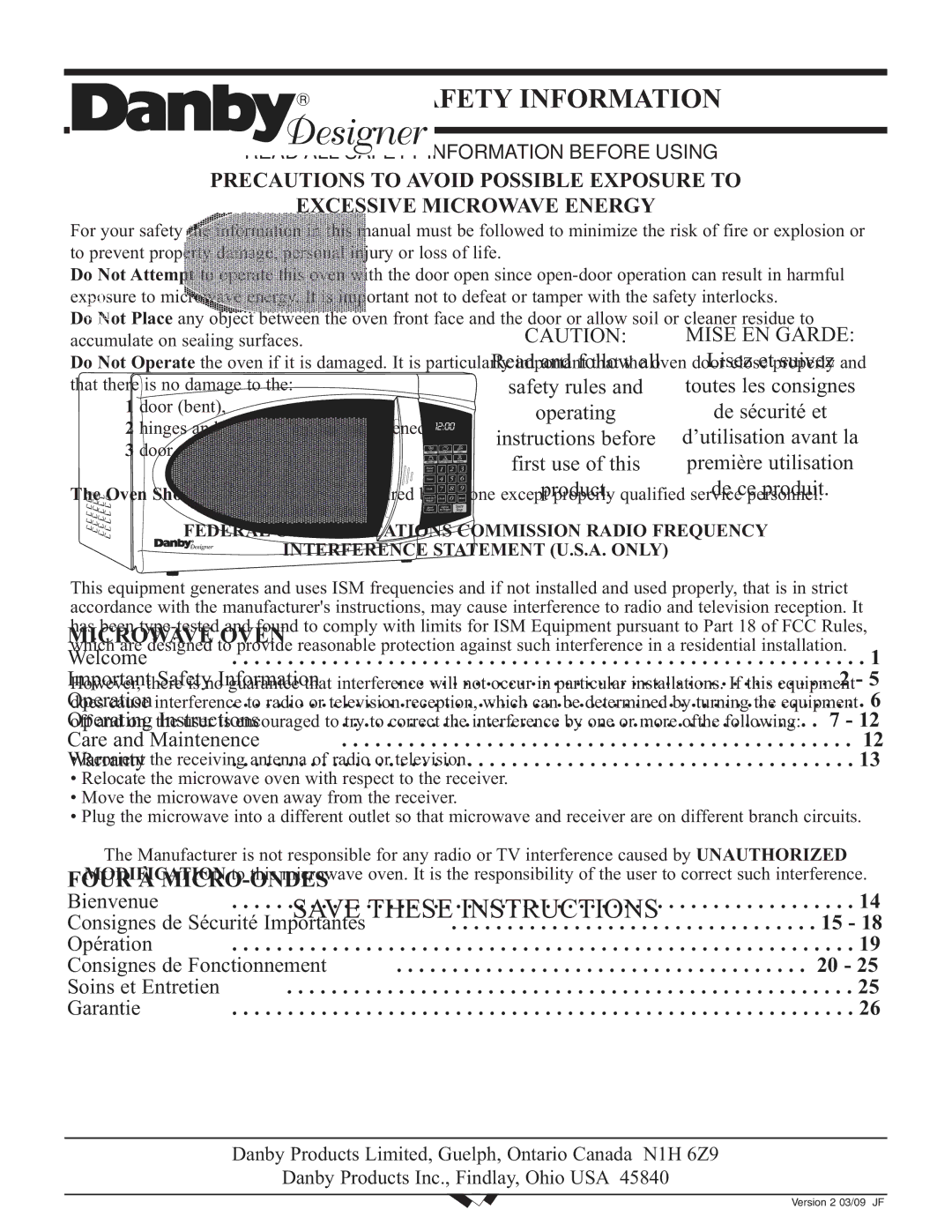 Danby DMW799BL, DMW799W operating instructions Important Safety Information 