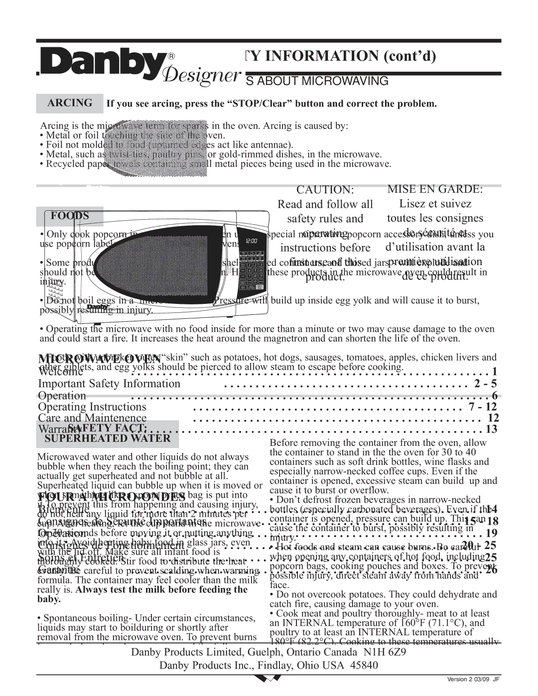 Danby DMW799BL, DMW799W operating instructions Foods, Safety Fact Superheated Water, Baby 