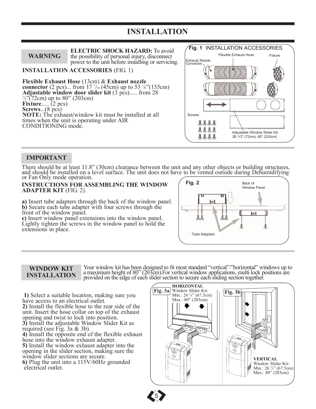 Danby DPAC 12099 operating instructions Installation, Window KIT, Fixture Pcs 