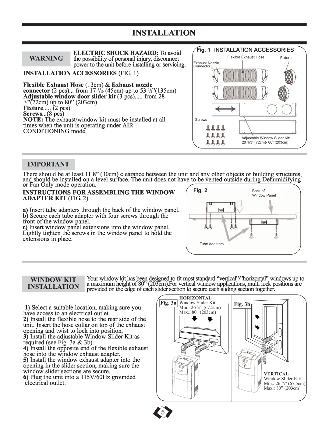 Danby DPAC 12099 manual Window Kit, Installation Accessories Fig, Fixture, 2 pcs 