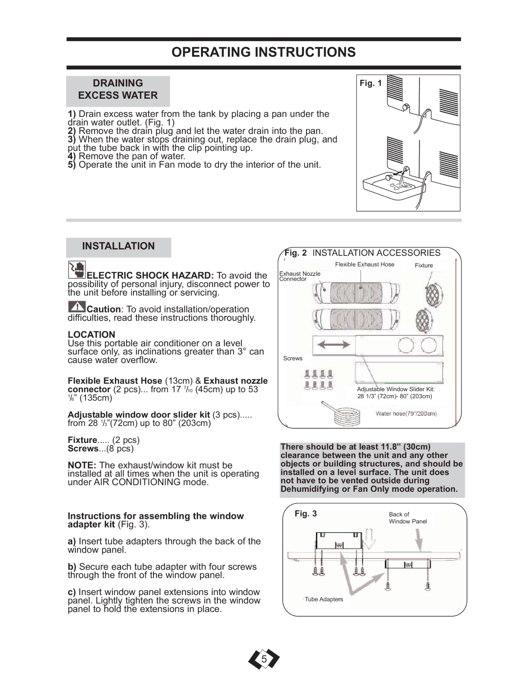 Danby DPAC 13009 operating instructions Operating Instructions, Draining Excess Water 