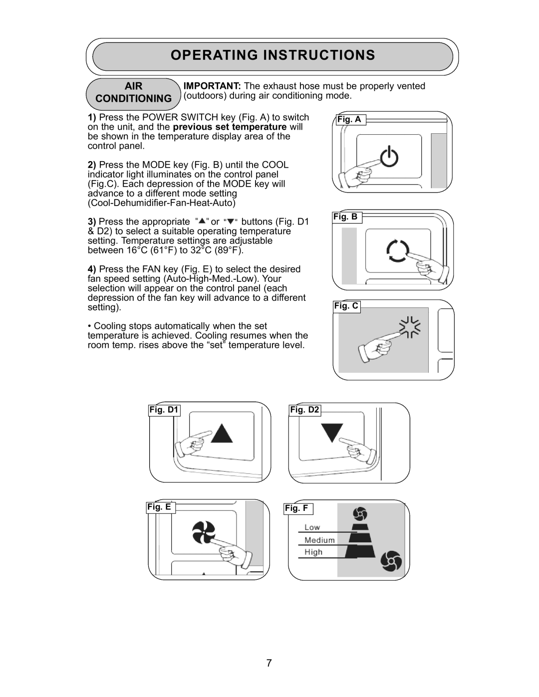 Danby DPAC 9009 manual Operating Instructions, Air, Conditioning 