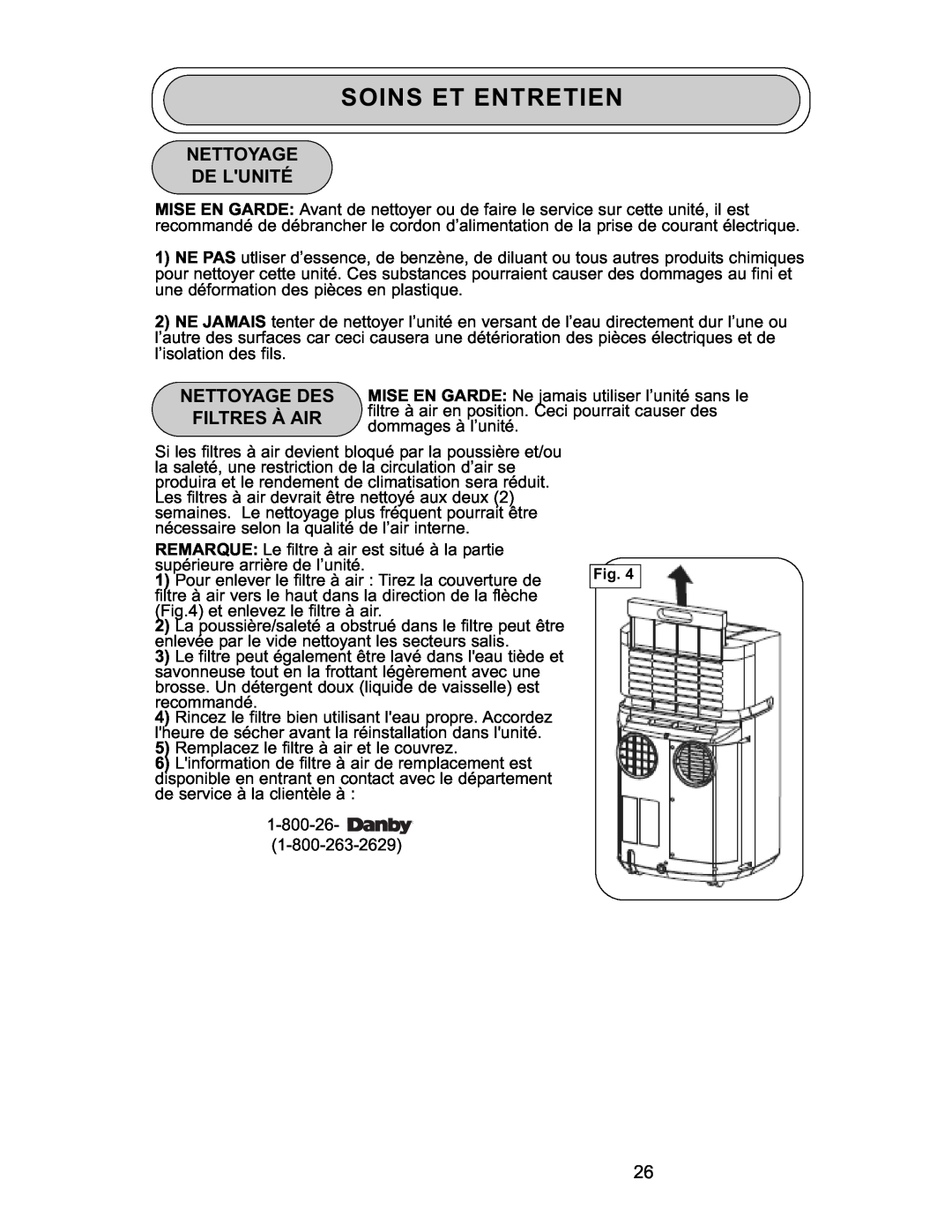 Danby DPAC 9009 manual Soins Et Entretien, Nettoyage De Lunité 