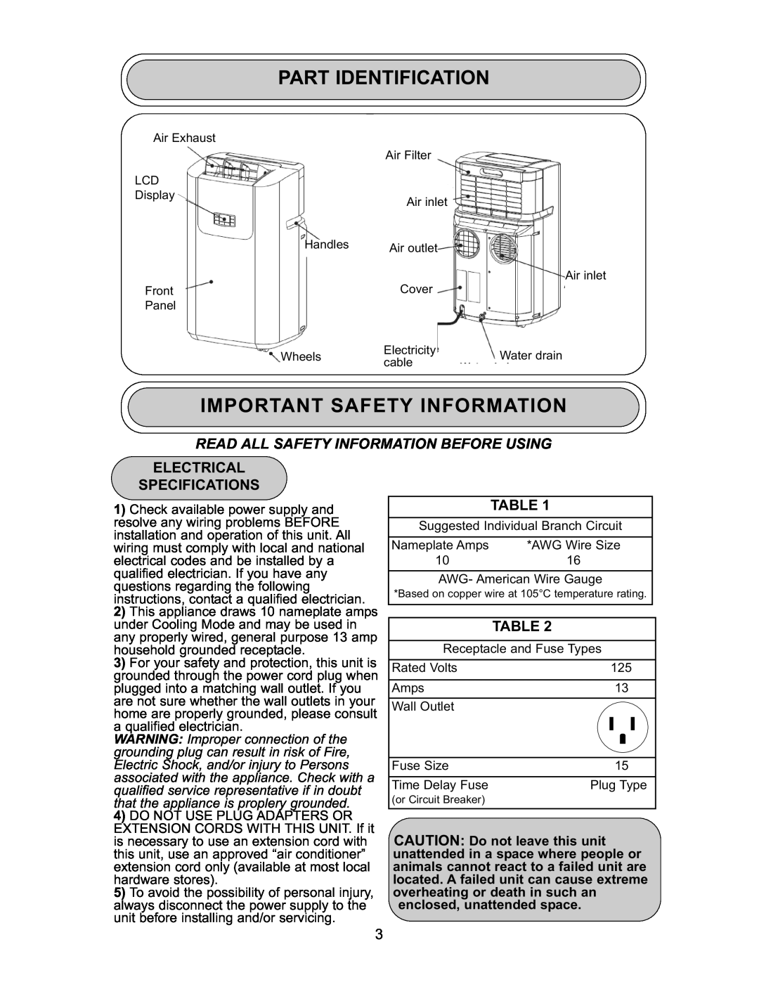 Danby DPAC 9009 manual Part Identification, Important Safety Information, Read All Safety Information Before Using 