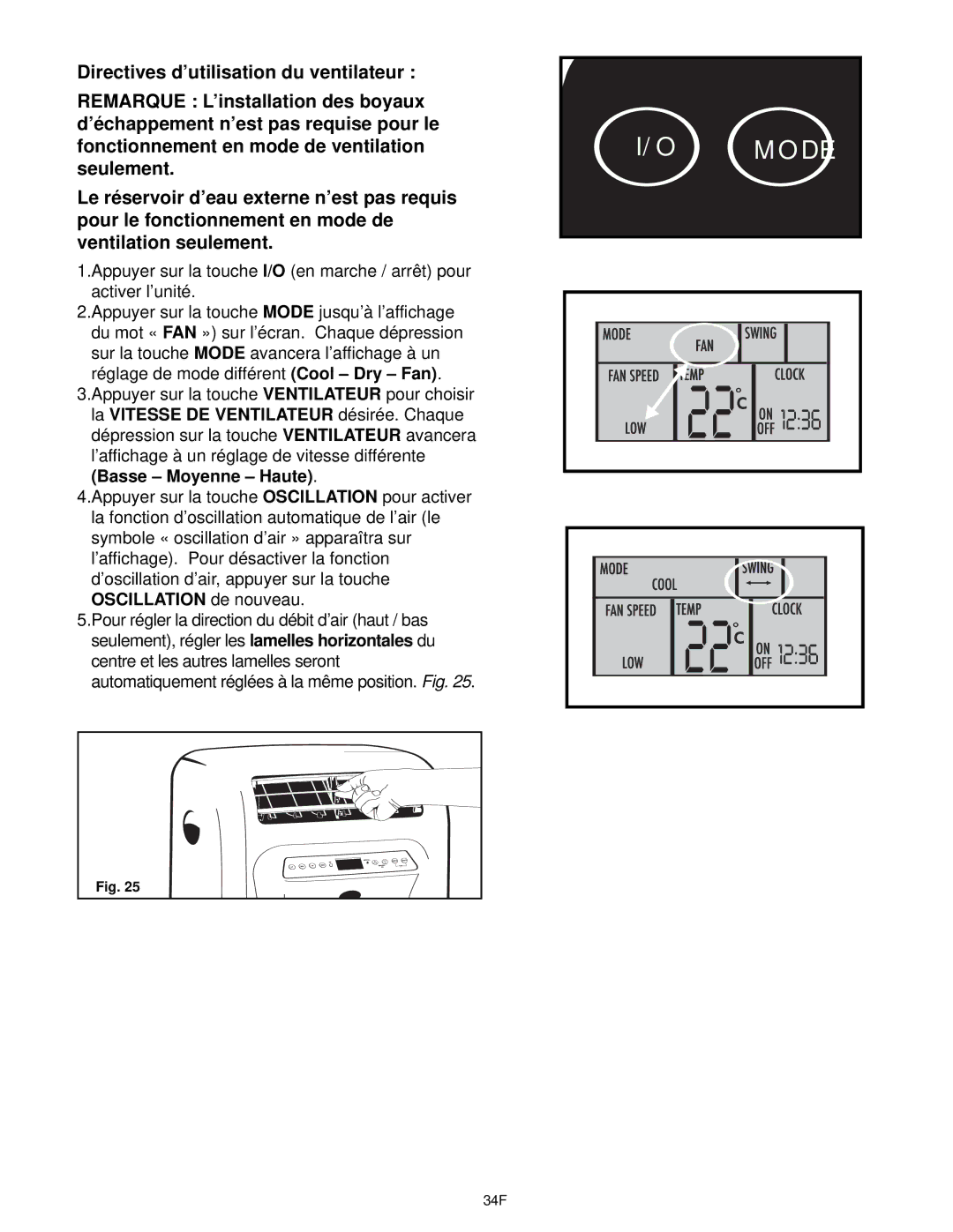 Danby DPAC10030 manual 34F 