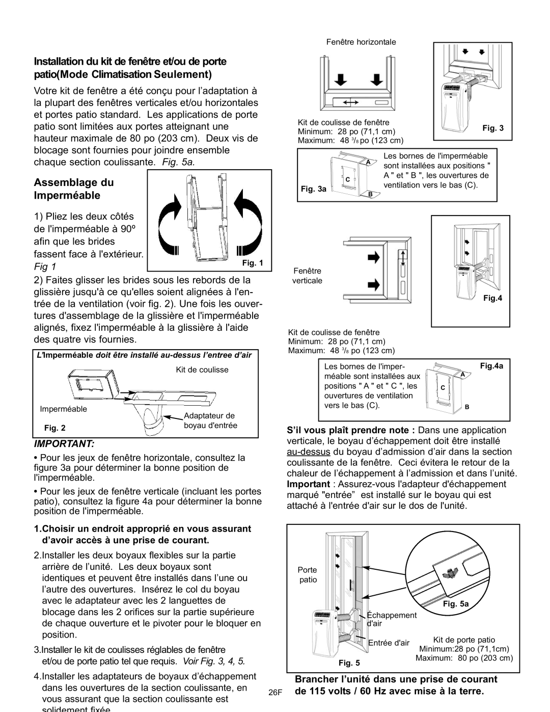 Danby DPAC120061 owner manual Assemblage du Imperméable, Brancher l’unité dans une prise de courant 