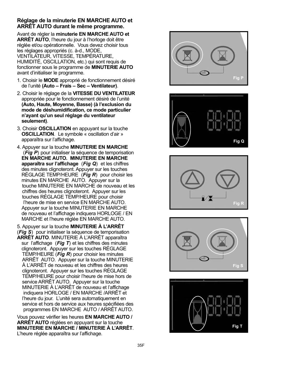 Danby DPAC120061 owner manual Arrêt AUTO. Appuyer sur la touche Minuterie 