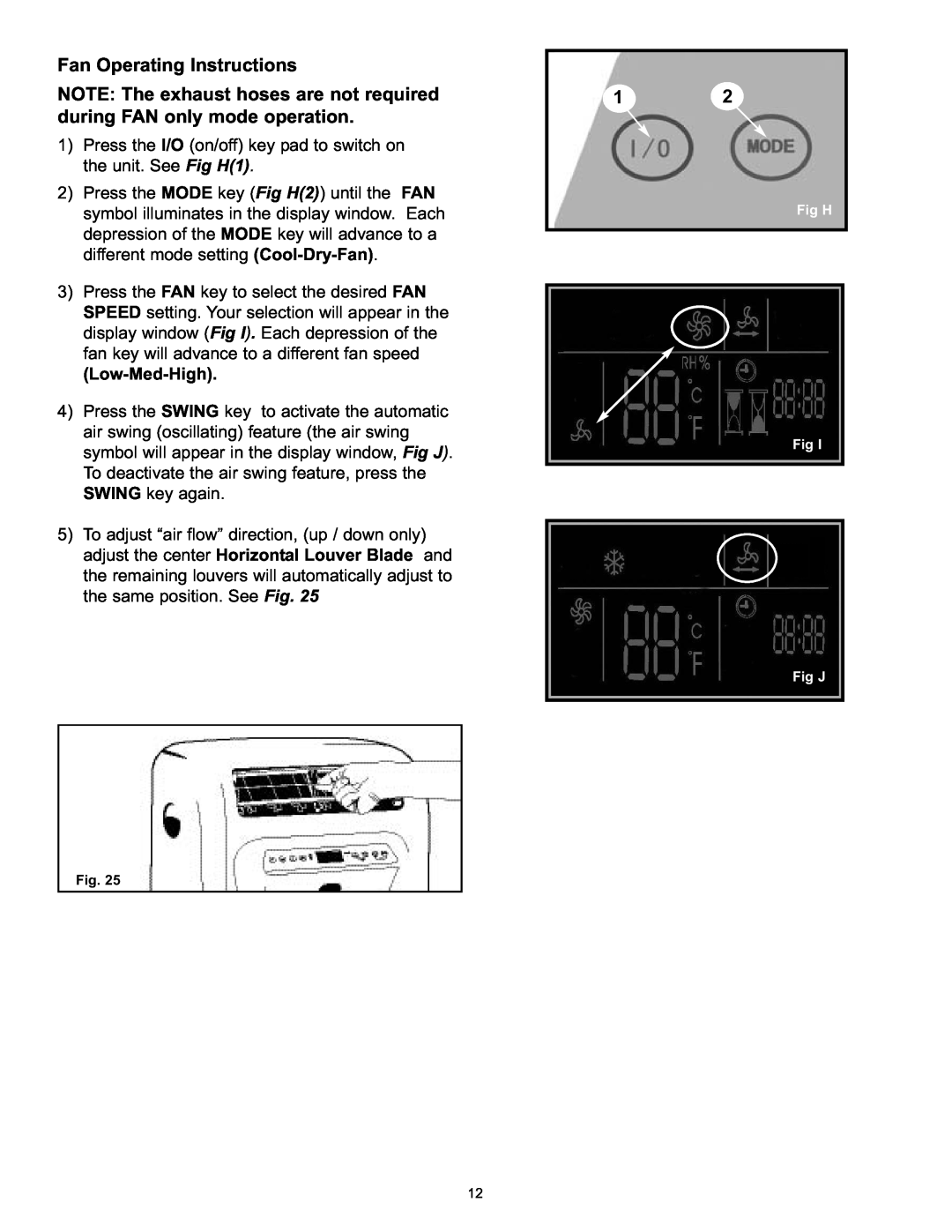 Danby DPAC120061 owner manual Fan Operating Instructions, Low-Med-High 