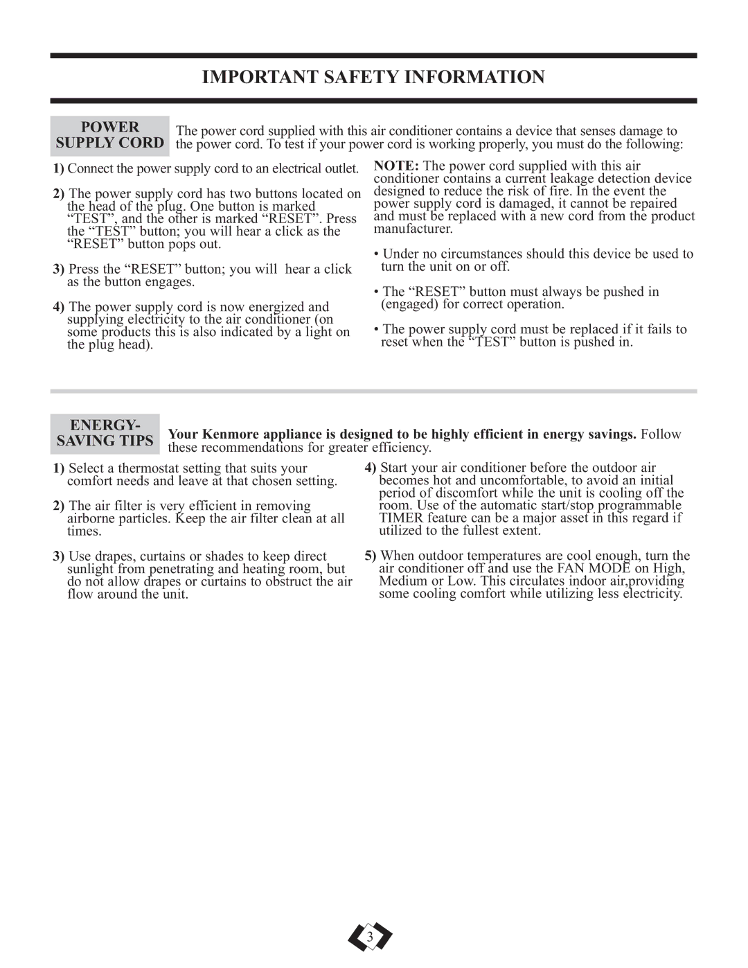 Danby DPAC12010H warranty Power, Supply Cord, Energy, Saving Tips, These recommendations for greater efficiency 