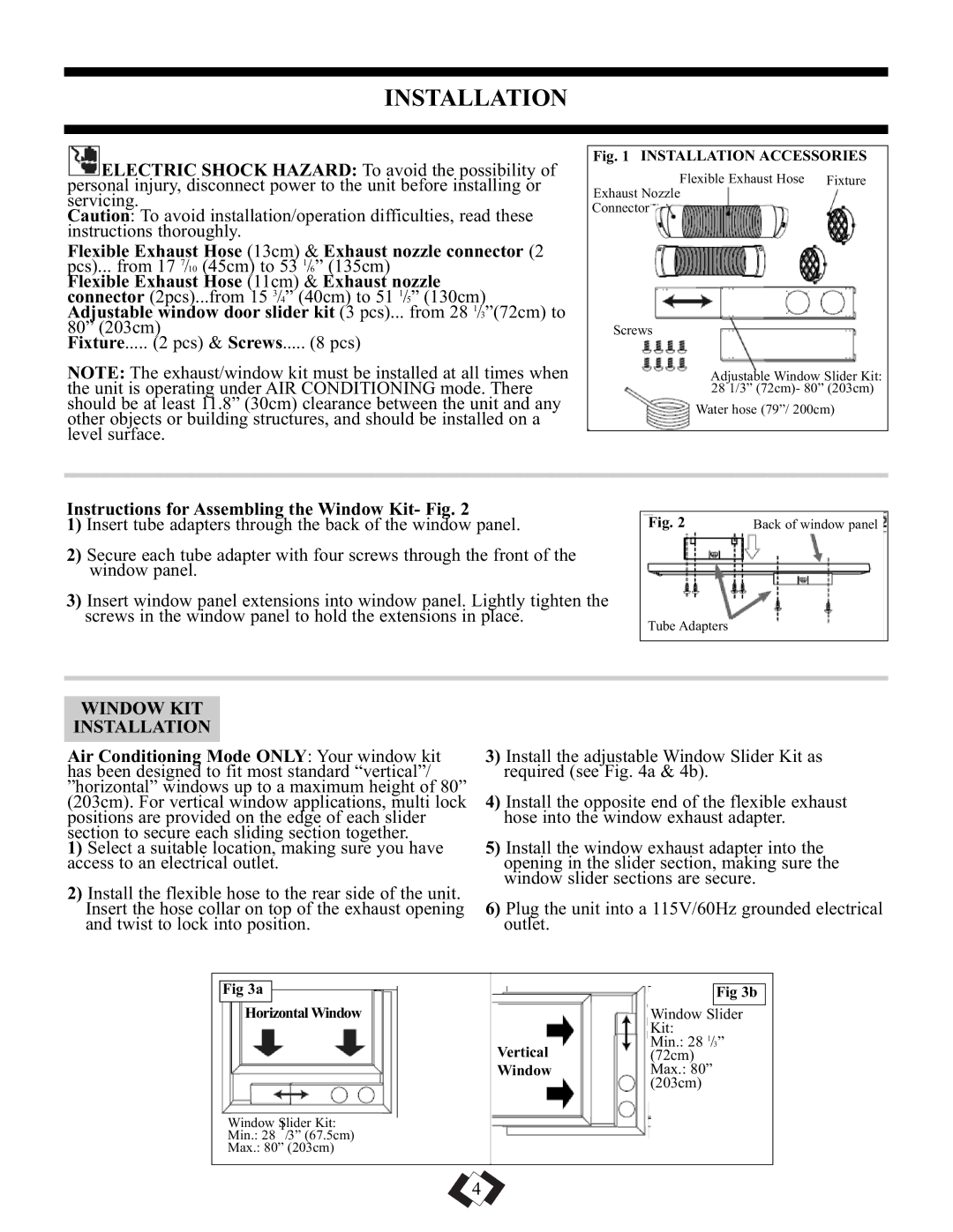 Danby DPAC5009 manual Instructions for Assembling the Window Kit- Fig, Window KIT Installation 