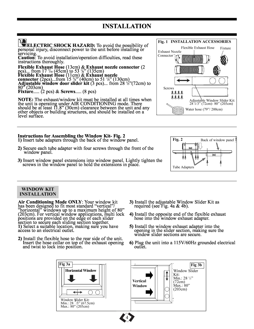 Danby DPAC5009 manual Instructions for Assembling the Window Kit- Fig, Window Kit Installation 