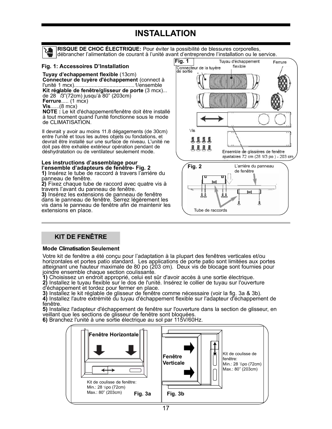 Danby DPAC7099 KIT DE Fenêtre, Mode Climatisation Seulement, Ferrure, Fenêtre Horizontale, Fenêtre Verticale 