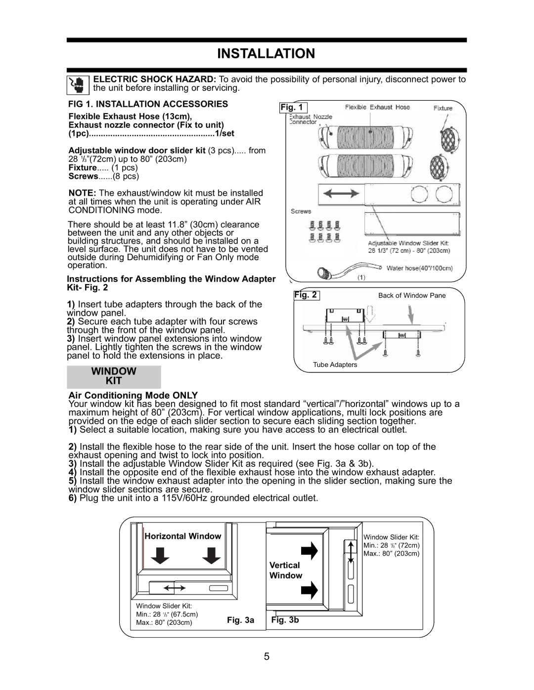 Danby DPAC7099 Window KIT, Installation Accessories, Instructions for Assembling the Window Adapter Kit- Fig 