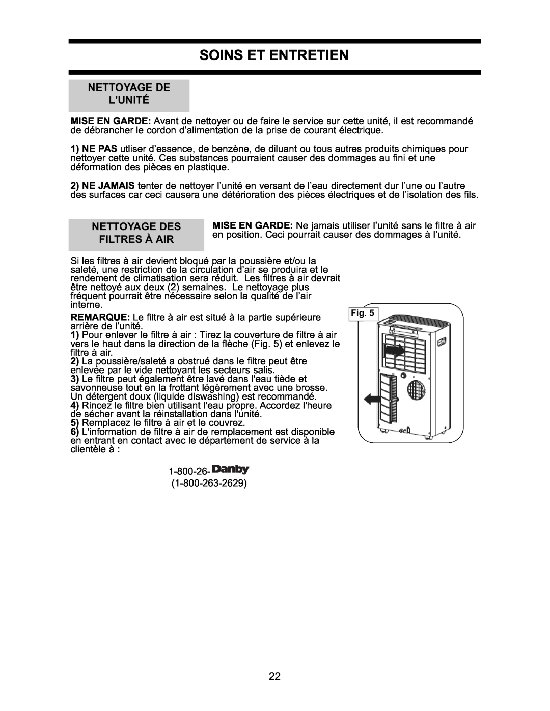 Danby DPAC7099 operating instructions Soins Et Entretien, Nettoyage De Lunité, Nettoyage Des, Filtres À Air 
